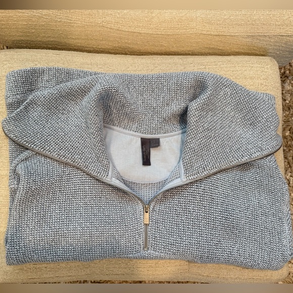 Sweaty Betty Restful Light Blue and Gray Boucle ½ Zip Sweatshirt - Picture 9 of 13
